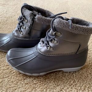 Sperry Gray & Silver Duck Boots, size 7.5